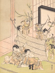Ragazzi che eseguono uno spettacolo di marionette, ca. 1770