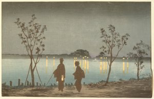 Notte sul fiume Sumida da Kiyochika Kobayashi