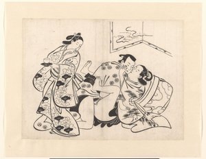 Coppia che si Bacia con Ragazza che Guarda Indietro da Kiyonobu (I) , Torii