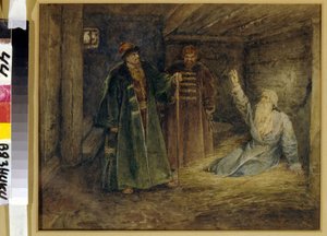 Lo zar Ivan IV il Terribile (1530-1584) e Maliouta Skouratov (morto nel 1573) visitano il boiardo Morozov in prigione da Klavdiy Vasilievich Lebedev