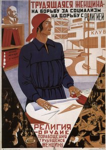 Donna lavoratrice nella lotta per il socialismo, lotta contro la religione, 1931 da Klinch