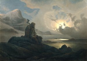 Paesaggio costiero con persona