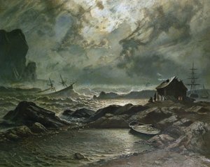 Tempesta sulla costa norvegese da Knud Andreassen Baade