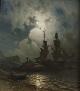 Norvegese:  Chiaro di luna sulla costa della Norvegia Chiaro di luna sulla costa della Norvegia