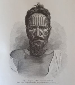 Juan Tepano, illustrazione da "Über die Tätowirung der Oster-Insulaner", di Hjalmar Stolpe da Knut Hjalmar (after) Stolpe