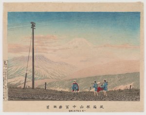 Veduta del Monte Fuji dalle montagne di Hakone, schizzata alle 3 del mattino all