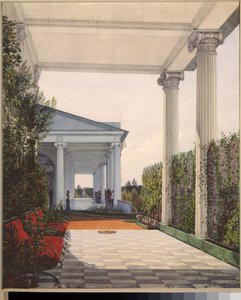 Veduta della colonnata dalla camera dell