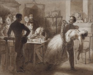 Illustrazione alla poesia La moglie del tesoriere di Tambov di M. Lermontov, 1862 da Konstantin Dmitrievich Flavitski