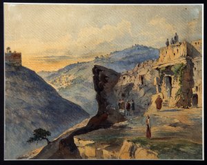 La valle di Giosafat, il monte degli Ulivi, villaggio di Siloam da Konstantin Karlovich Gerz