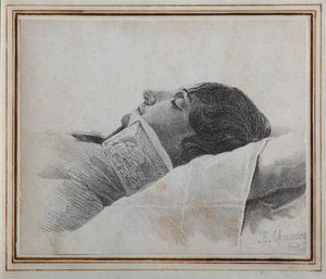 Dimitri Venevitinov 1805-1827 sul letto di morte, 1827 da Konstantin Yakovlevich Afanasyev