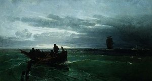Figure in una barca a remi al largo da Konstantinos Bolanchi