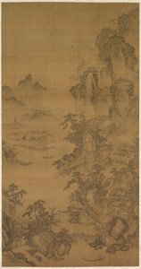 Mercato di montagna, chiaro con nebbia crescente da Korea, Joseon dynasty