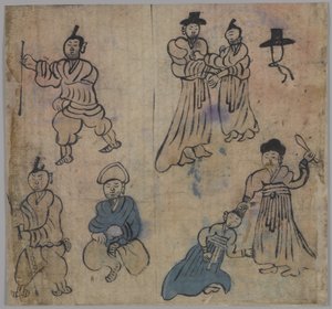 Scena di genere, 1 di 4, XIX secolo da Korean School