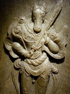 Ornamento funerario, cavallo dello zodiaco su agalmatolite, VIII secolo sotto il periodo dei Regni del Nord e del Sud, Corea. Fotografia, Museo Nazionale di Seoul, Repubblica di Corea da Korean School