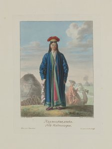 Ragazza Kalmyk. Da Les peuples de la Russie, 1812 da Korneev
