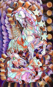 Cavalli in vetro colorato in stile fantasy da Kostyantin Malginov