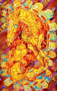 Cavalli in mosaico dorato