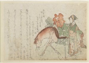 Donna con un cavallo da soma, fine XVIII-inizio XIX secolo da Kubo Shunman