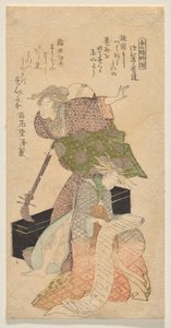 Una signora che tiene uno shamisen mentre un