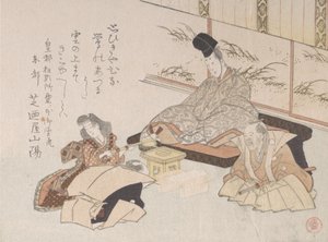 Nobile che riceve una poesia umoristica Kyoka..., 19° secolo da Kubo Shunman