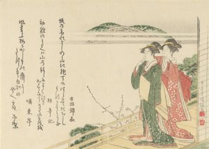 Due giovani donne su una veranda, 1796 da Kubo Shunman