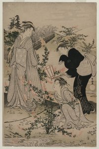 Donne che tagliano rami di trifoglio, Il fiume Noji Tama nella provincia di Omi, fine 1780