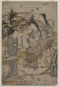 Donne con secchi di sale, Il fiume Noda Tama nella provincia di Mutsu, fine 1780 da Kubo Shunman
