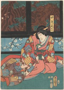 Scena dalla commedia La montagna dello specchio da Kunisada (I) , Utagawa