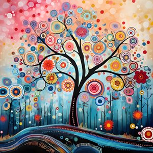 Albero nel giardino fiorito 1