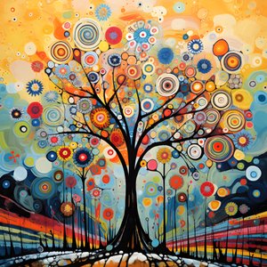 Albero nel giardino fiorito 2