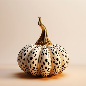 Oro bianco e nero, zucca su sfondo beige 2