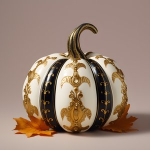 Oro bianco e nero, zucca su sfondo beige 3