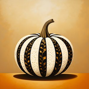 Oro bianco e nero, zucca su sfondo beige 4