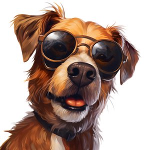 Cane, cartone animato, occhiali da sole