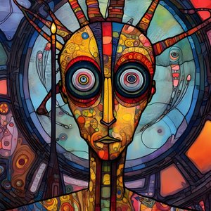 Carnevale Cajun Mutante della Palude Sci-Fi Droide, nello stile artistico di Tim Burton e Beksinski 4