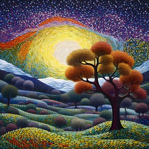 paesaggio con alberi e colline 1