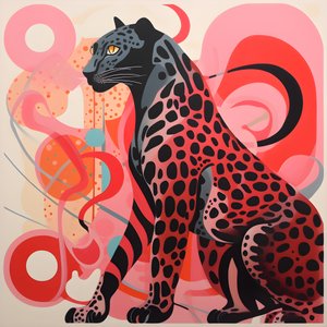 Leopardo a strisce con vortici e fiocchi 1