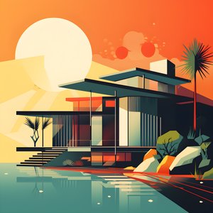 Grafica di design moderno della metà del secolo 4