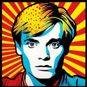 ritratto pop art, mezzo busto, colorato, grafico, mattina, nello stile di Andy Warhol, Roy Lichtenstein, Robert Rauschenberg, Jasper Johns, Keith Haring 2