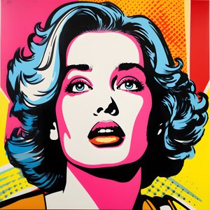 ritratto pop art, mezzo busto, colorato, grafico, mattina, nello stile di Andy Warhol, Roy Lichtenstein, Robert Rauschenberg, Jasper Johns, Keith Haring 4