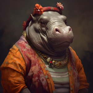 Ritratto di un vecchio ippopotamo femmina repubblicano 4