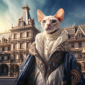 Gatto Sphynx in abito da ballo