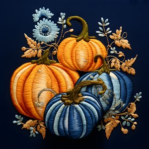 Zucca ricamata in tonalità di blu 4