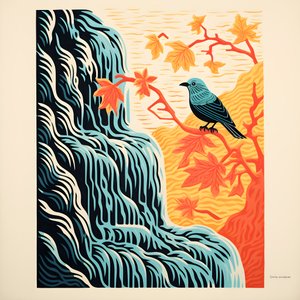 Uccello tropicale su pianta