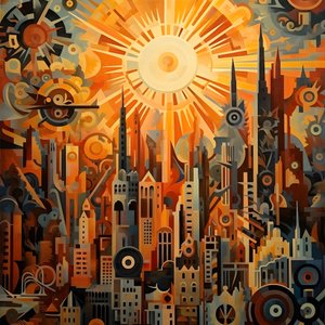 ingranaggi e strumenti alba astratta anni 