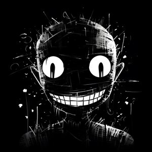 Il volto sorridente è disegnato su carta nera 2