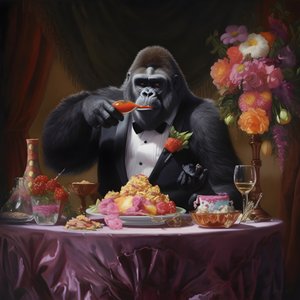 un gorilla che mangia 1
