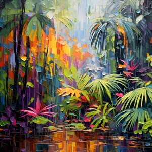 una giungla colorata e piovosa 3