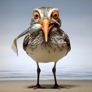 un piro piro che tiene un pesce 1