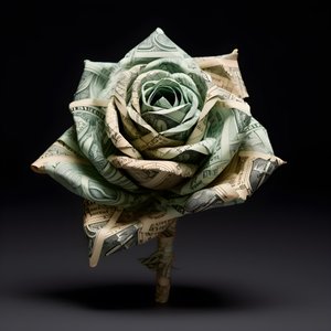 una rosa di banconote da 100 dollari elettriche 3